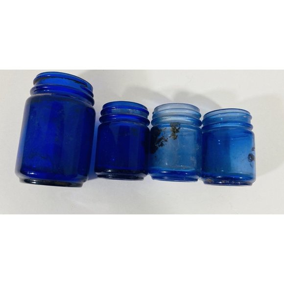 Vicks Art Antique Cobalt Blue Glass Vicks Vaporub Bottles Medicine